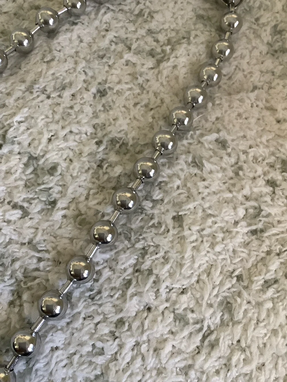 Giant Ball Chain Silver Beaded Necklace Men or Women, 8cm 22” NWT Festival
